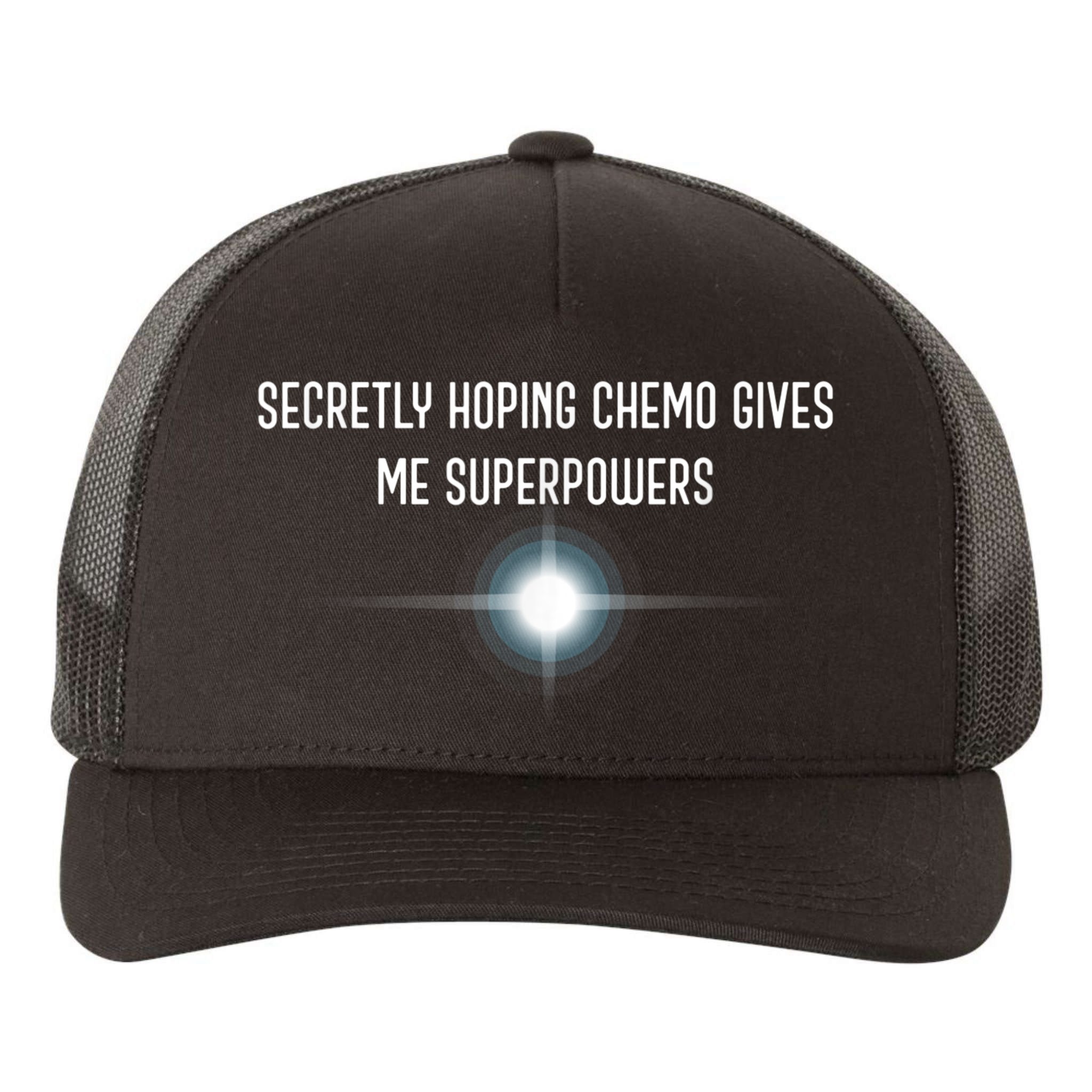 Secretly Hoping Chemo Gives Me Superpowers Yupoong Adult 5-Panel Trucker Hat