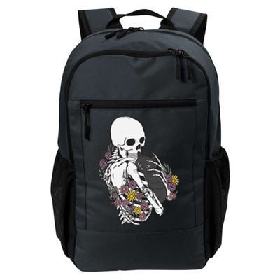 Skeleton Hugging Cat Flowers Skeleton Black Cat Funny Gift Daily Commute Backpack