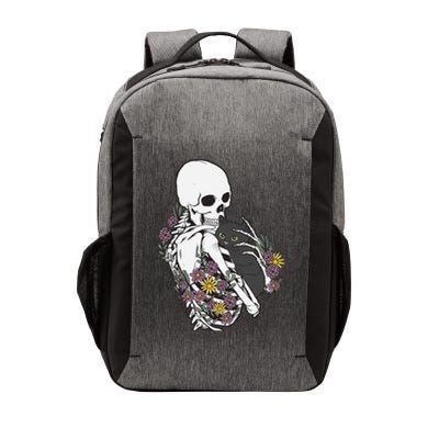 Skeleton Hugging Cat Flowers Skeleton Black Cat Funny Gift Vector Backpack