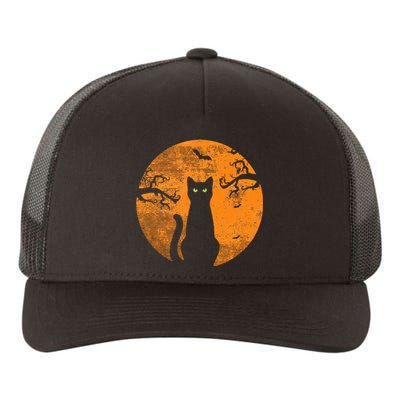 Spooky Halloween Cat Costume with Retro Moon Yupoong Adult 5-Panel Trucker Hat