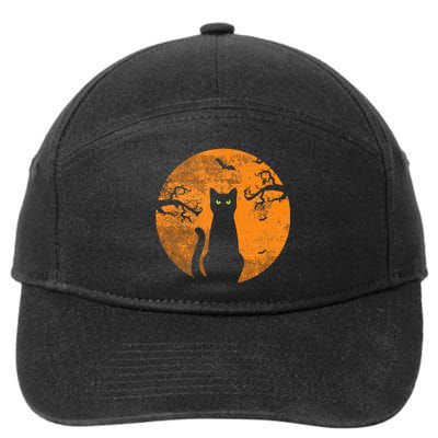 Spooky Halloween Cat Costume with Retro Moon 7-Panel Snapback Hat