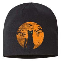 Spooky Halloween Cat Costume with Retro Moon Sustainable Beanie