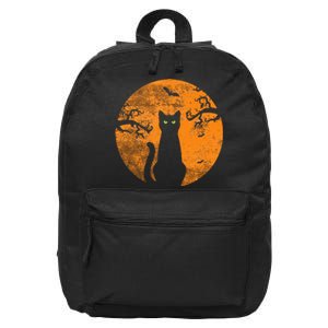 Spooky Halloween Cat Costume with Retro Moon 16 in Basic Backpack