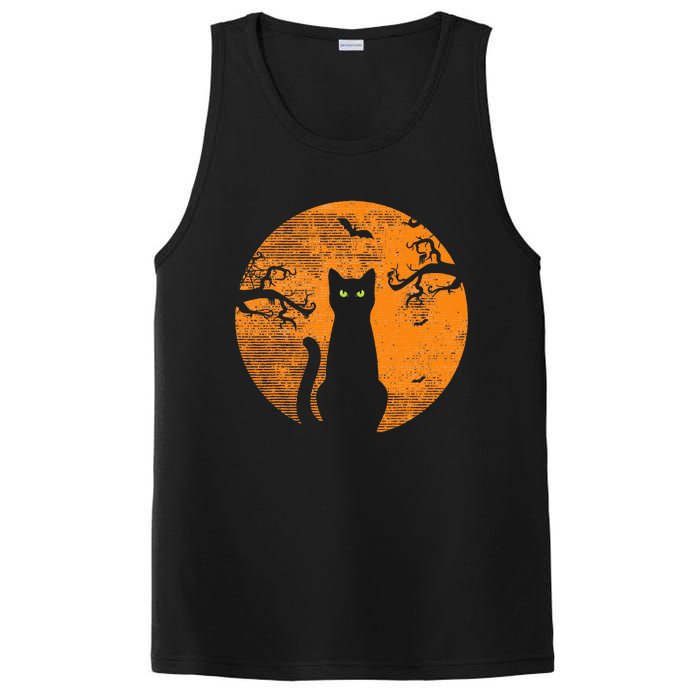 Spooky Halloween Cat Costume with Retro Moon PosiCharge Competitor Tank