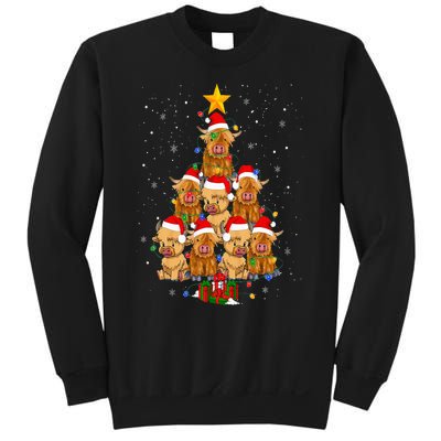 Scottish Highland Cow Christmas Tree Funny Cow Lover Xmas Sweatshirt