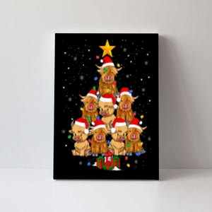 Scottish Highland Cow Christmas Tree Funny Cow Lover Xmas Canvas