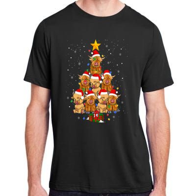 Scottish Highland Cow Christmas Tree Funny Cow Lover Xmas Adult ChromaSoft Performance T-Shirt