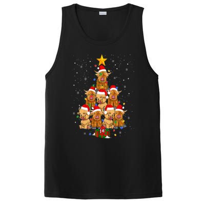 Scottish Highland Cow Christmas Tree Funny Cow Lover Xmas PosiCharge Competitor Tank