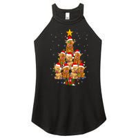 Scottish Highland Cow Christmas Tree Funny Cow Lover Xmas Women's Perfect Tri Rocker Tank