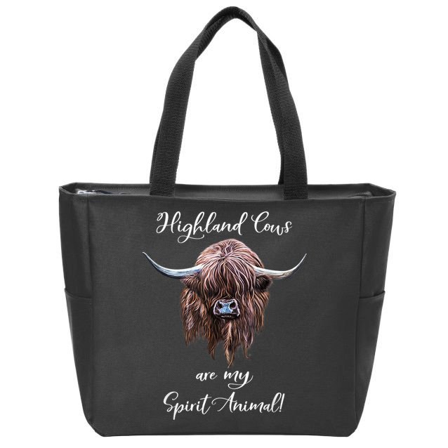 Scottish Highland Cow Spirit Animal Zip Tote Bag