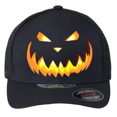 Scary Halloween Cute Gift Evil Grin Pumpkin Smile JackOLantern Cool Gift Flexfit Unipanel Trucker Cap