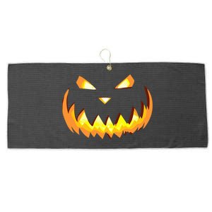 Scary Halloween Cute Gift Evil Grin Pumpkin Smile JackOLantern Cool Gift Large Microfiber Waffle Golf Towel