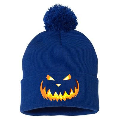 Scary Halloween Cute Gift Evil Grin Pumpkin Smile JackOLantern Cool Gift Pom Pom 12in Knit Beanie