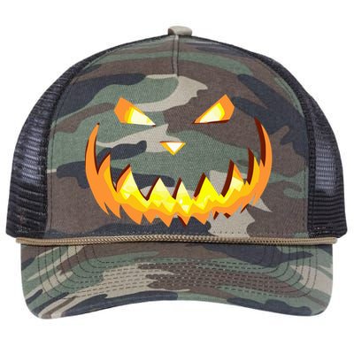 Scary Halloween Cute Gift Evil Grin Pumpkin Smile JackOLantern Cool Gift Retro Rope Trucker Hat Cap