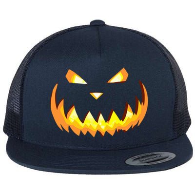 Scary Halloween Cute Gift Evil Grin Pumpkin Smile JackOLantern Cool Gift Flat Bill Trucker Hat