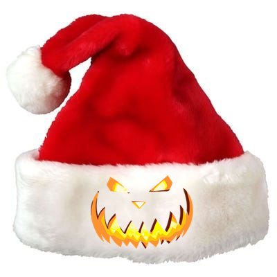 Scary Halloween Cute Gift Evil Grin Pumpkin Smile JackOLantern Cool Gift Premium Christmas Santa Hat