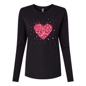 Scattered Heart Cute Valentines Day Gift Womens Cotton Relaxed Long Sleeve T-Shirt