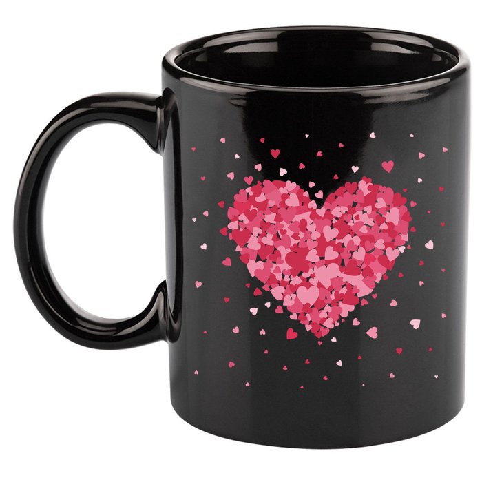 Scattered Heart Cute Valentines Day Gift 11oz C Handle Ceramic Mug