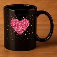 Scattered Heart Cute Valentines Day Gift 11oz C Handle Ceramic Mug