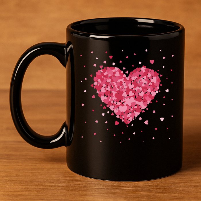 Scattered Heart Cute Valentines Day Gift 11oz C Handle Ceramic Mug