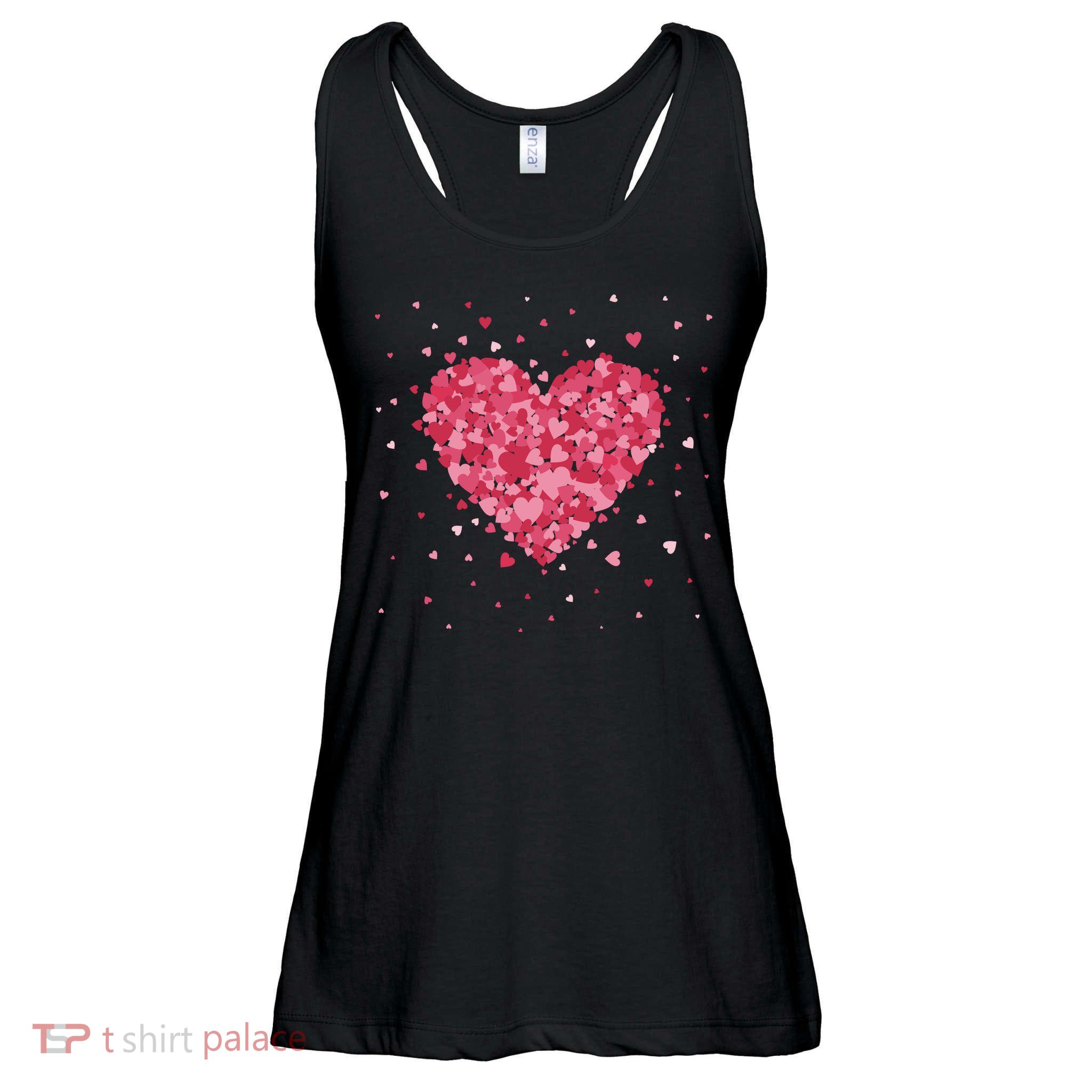 Scattered Heart Cute Valentines Day Gift Ladies Essential Flowy Tank