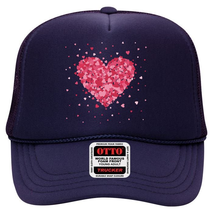 Scattered Heart Cute Valentines Day Gift High Crown Mesh Back Trucker Hat