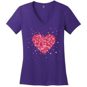 Scattered Heart Cute Valentines Day Gift Women's V-Neck T-Shirt