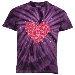 Scattered Heart Cute Valentines Day Gift Kids Tie-Dye T-Shirt