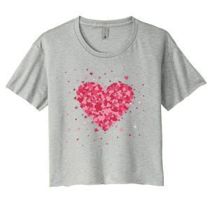 Scattered Heart Cute Valentines Day Gift Women's Crop Top Tee