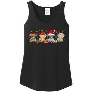 Scottish Highland Cow Christmas Tree Funny Cow Lover Xmas Ladies Essential Tank