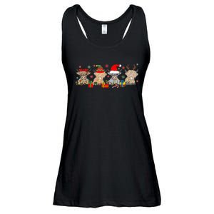 Scottish Highland Cow Christmas Tree Funny Cow Lover Xmas Ladies Essential Flowy Tank