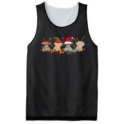 Scottish Highland Cow Christmas Tree Funny Cow Lover Xmas Mesh Reversible Basketball Jersey Tank