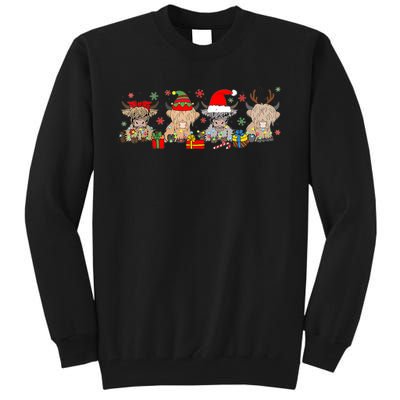 Scottish Highland Cow Christmas Tree Funny Cow Lover Xmas Tall Sweatshirt