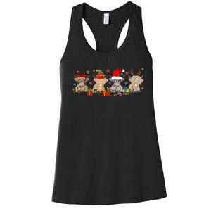 Scottish Highland Cow Christmas Tree Funny Cow Lover Xmas Women's Racerback Tank