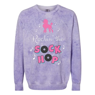 Sock Hop Costume Girl Women Pink Poodle Colorblast Crewneck Sweatshirt