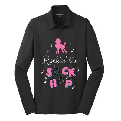 Sock Hop Costume Girl Women Pink Poodle Silk Touch Performance Long Sleeve Polo