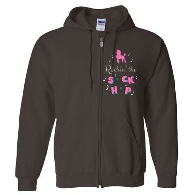 Sock Hop Costume Girl Women Pink Poodle Full Zip Hoodie