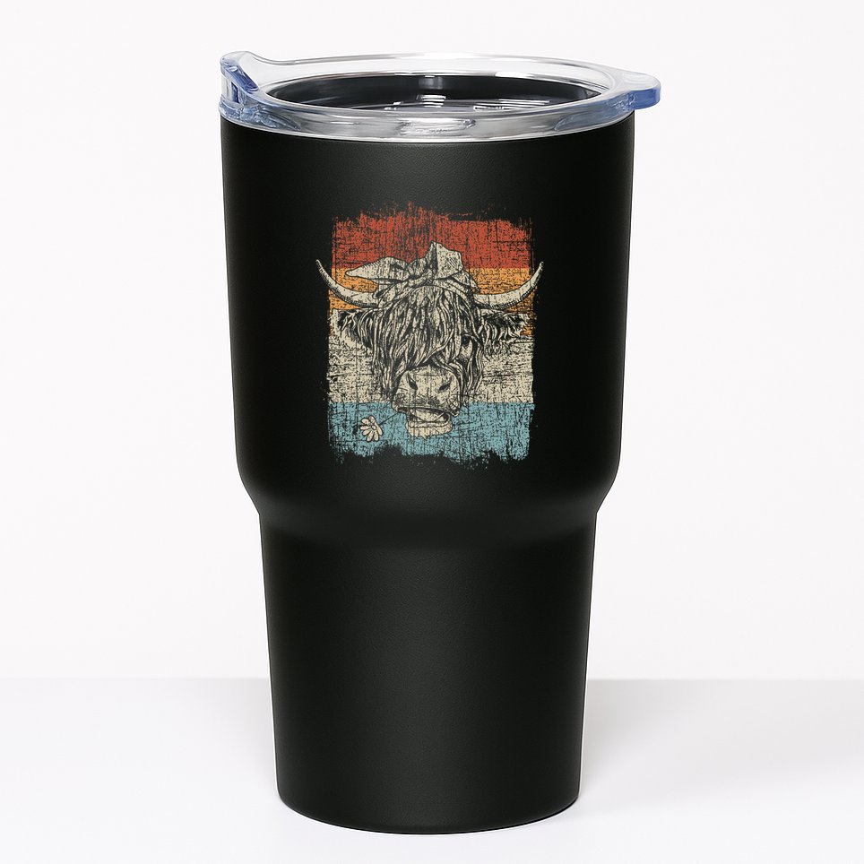 Scottish Highland Cow Cattle Hairy Cow Flowers Woman Tumbler