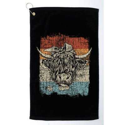 Scottish Highland Cow Cattle Hairy Cow Flowers Woman Golf Towel