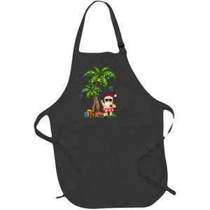 Santa Hawaiian Christmas Palm Tree Lights Xmas Full-Length Apron With Pockets