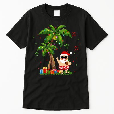 Santa Hawaiian Christmas Palm Tree Lights Xmas Tall T-Shirt