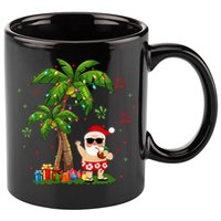 Santa Hawaiian Christmas Palm Tree Lights Xmas 11oz C Handle Ceramic Mug