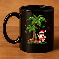 Santa Hawaiian Christmas Palm Tree Lights Xmas 11oz C Handle Ceramic Mug