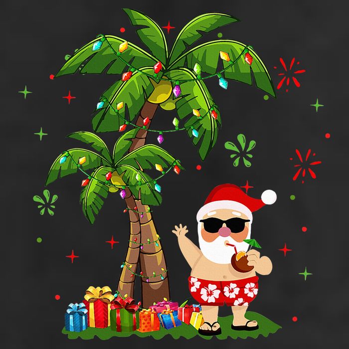 Santa Hawaiian Christmas Palm Tree Lights Xmas 11oz C Handle Ceramic Mug