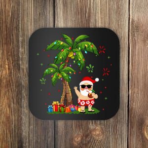 Santa Hawaiian Christmas Palm Tree Lights Xmas Coaster