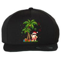 Santa Hawaiian Christmas Palm Tree Lights Xmas Wool Snapback Cap