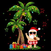Santa Hawaiian Christmas Palm Tree Lights Xmas Wool Snapback Cap