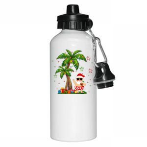 Santa Hawaiian Christmas Palm Tree Lights Xmas Aluminum Water Bottle