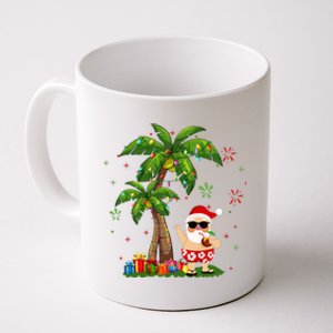 Santa Hawaiian Christmas Palm Tree Lights Xmas Coffee Mug