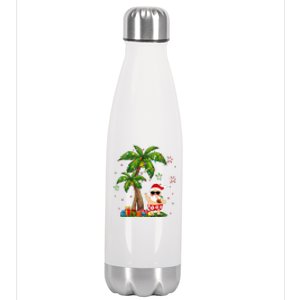 Santa Hawaiian Christmas Palm Tree Lights Xmas Stainless Steel Insulated Water Bottle